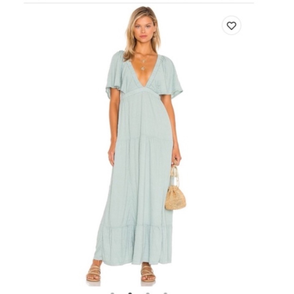 Free People x Revolve Small La La Maxi Dress in Seafoam Green